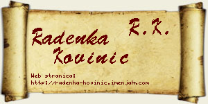 Radenka Kovinić vizit kartica